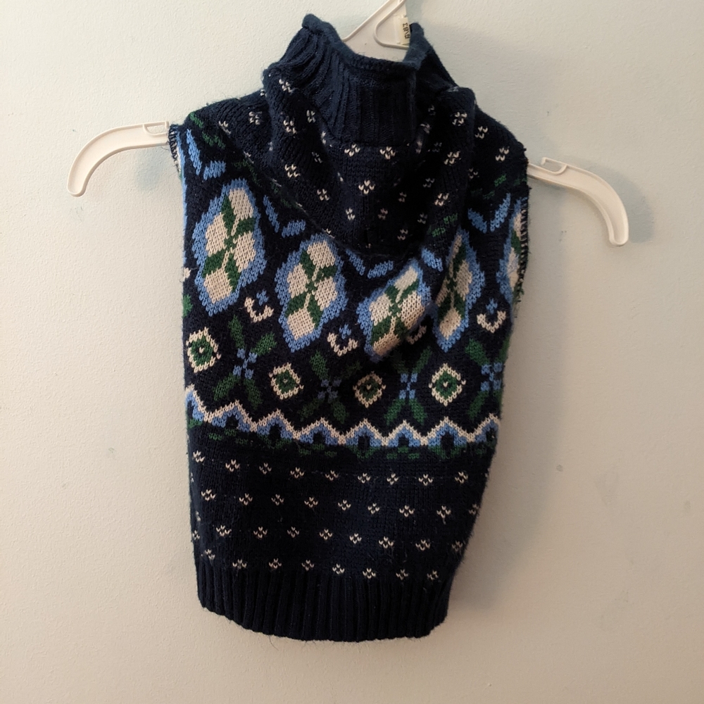 Dog Sweater Navy Fair Isle style Print Size Large XO Pattern, Pets, Blue, White
